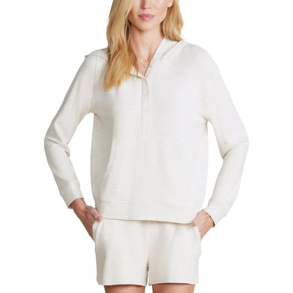 Barefoot Dreams Womens  Mc Brushed Fleece Henley Hoodie